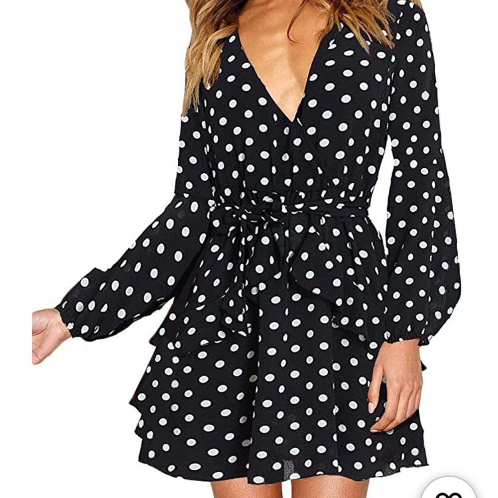 Long sleeve polka dot dress